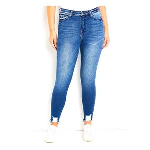 KanCan™ High Rise Dark Ripped Hem Skinny Jean